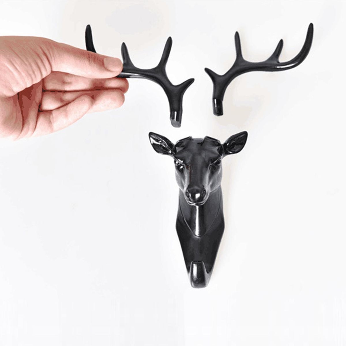 Adhesive Hook Deer Elk Head Shape Towel Hanger No Punching Hanging Hook Wall Mount Heavy Duty Hook Keys Sticky Holder Stick on Wall Door Cabinet Bathroom Kitchen Bedroom