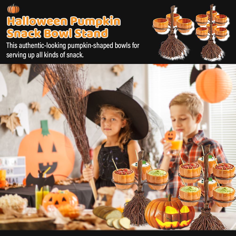 Halloween Pumpkin Snack Bowl Stand Collapsible Trays Stand