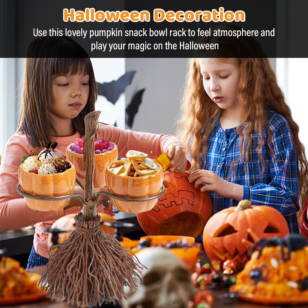 Halloween Pumpkin Snack Bowl Stand Collapsible Trays Stand