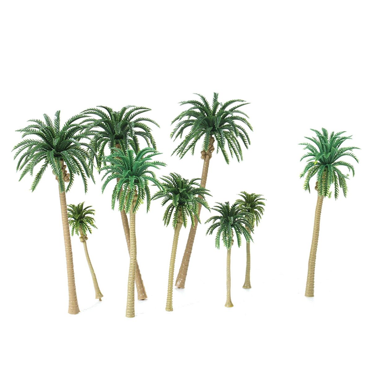 15pcs Miniature Scenery Layout Model Plastic Tree Palm Trees Train Coconut Rainforest Home Garden Decoration