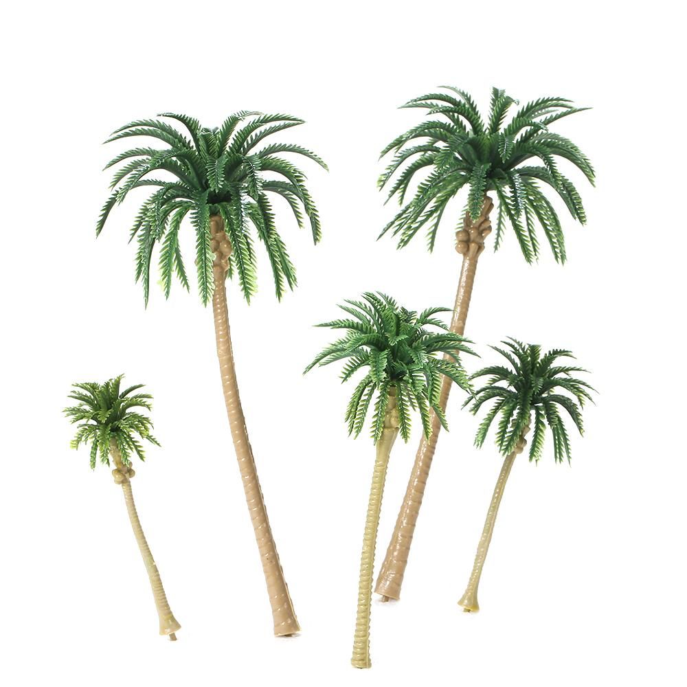 15pcs Miniature Scenery Layout Model Plastic Tree Palm Trees Train Coconut Rainforest Home Garden Decoration