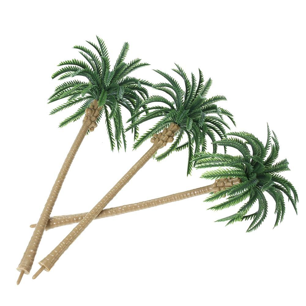 15pcs Miniature Scenery Layout Model Plastic Tree Palm Trees Train Coconut Rainforest Home Garden Decoration