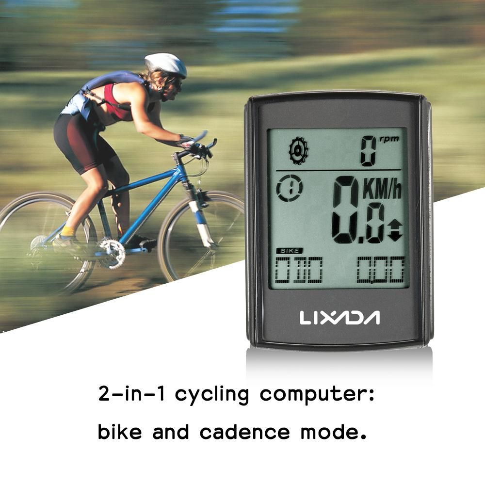 Lixada Multifunctional 2-in-1 Wireless LCD Bicycle Cycling Computer Speed Cadence Water-resistant