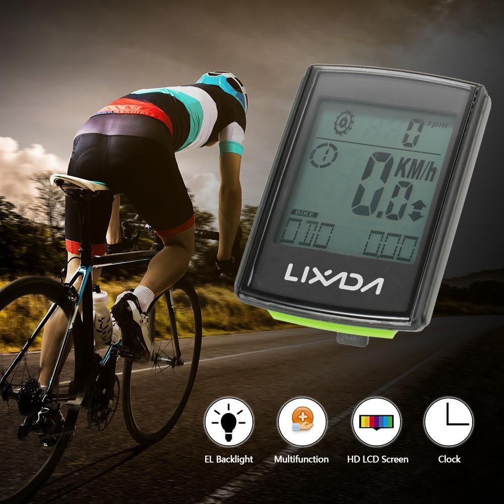 Lixada Multifunctional 2-in-1 Wireless LCD Bicycle Cycling Computer Speed Cadence Water-resistant