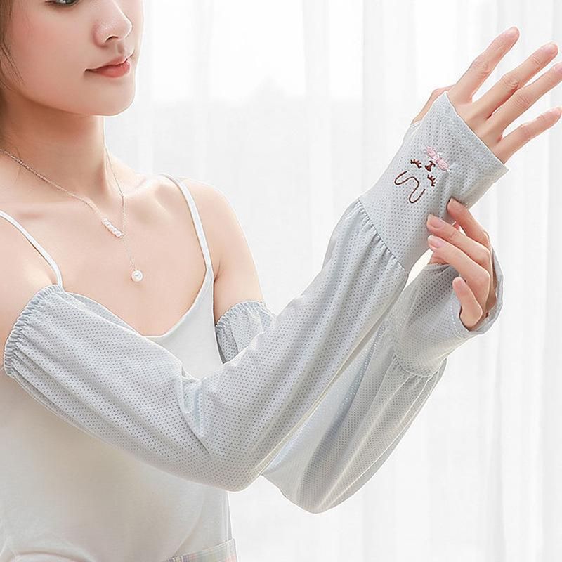 1 Pair Summer women Finger Sleeve Ice silk Cool UV protection Elbow Outdoor Riding sunscreen Fishing driving anti-UV arm Sleeves