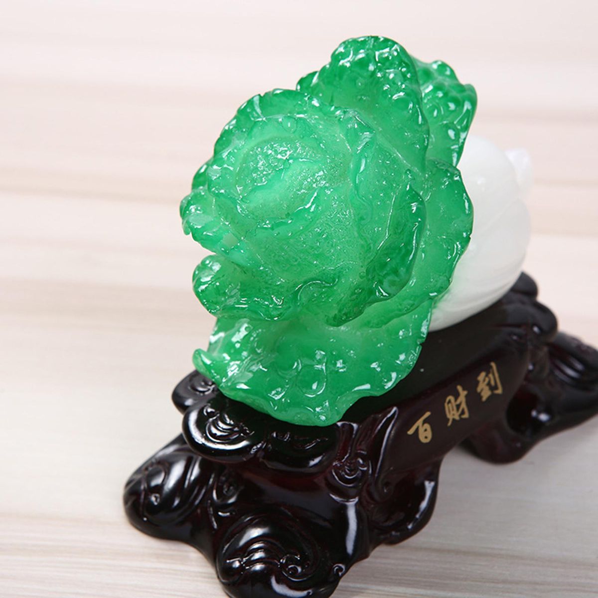 Jade Cabbage Decorative Traditional Unique Art Hand Carving Chinese