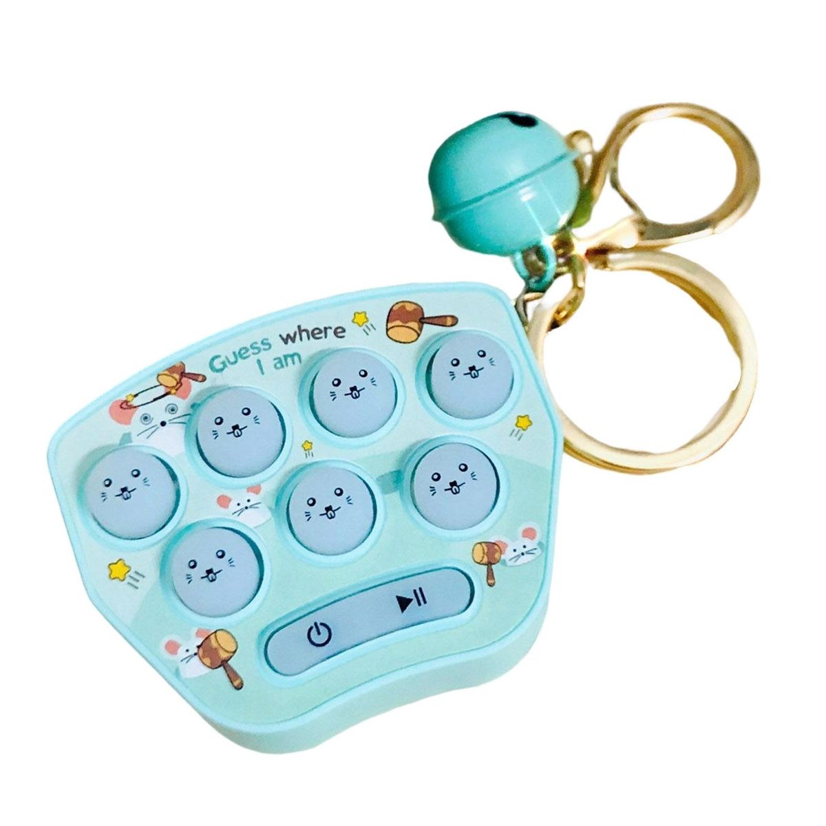 Game Machine Whack-a-mole Mini Portable Game Console Keychain Cyan