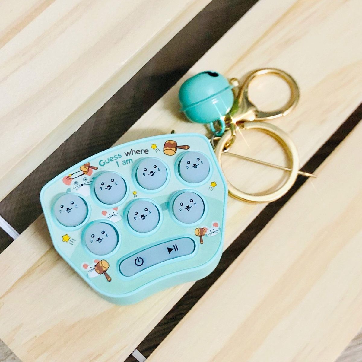 Game Machine Whack-a-mole Mini Portable Game Console Keychain Cyan