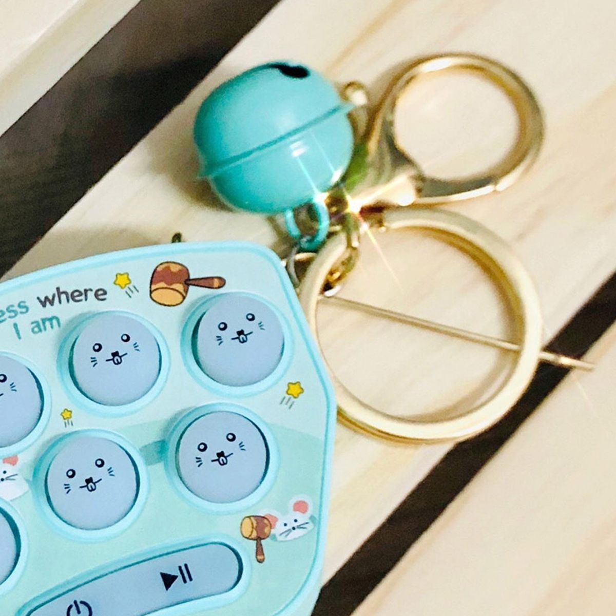 Game Machine Whack-a-mole Mini Portable Game Console Keychain Cyan