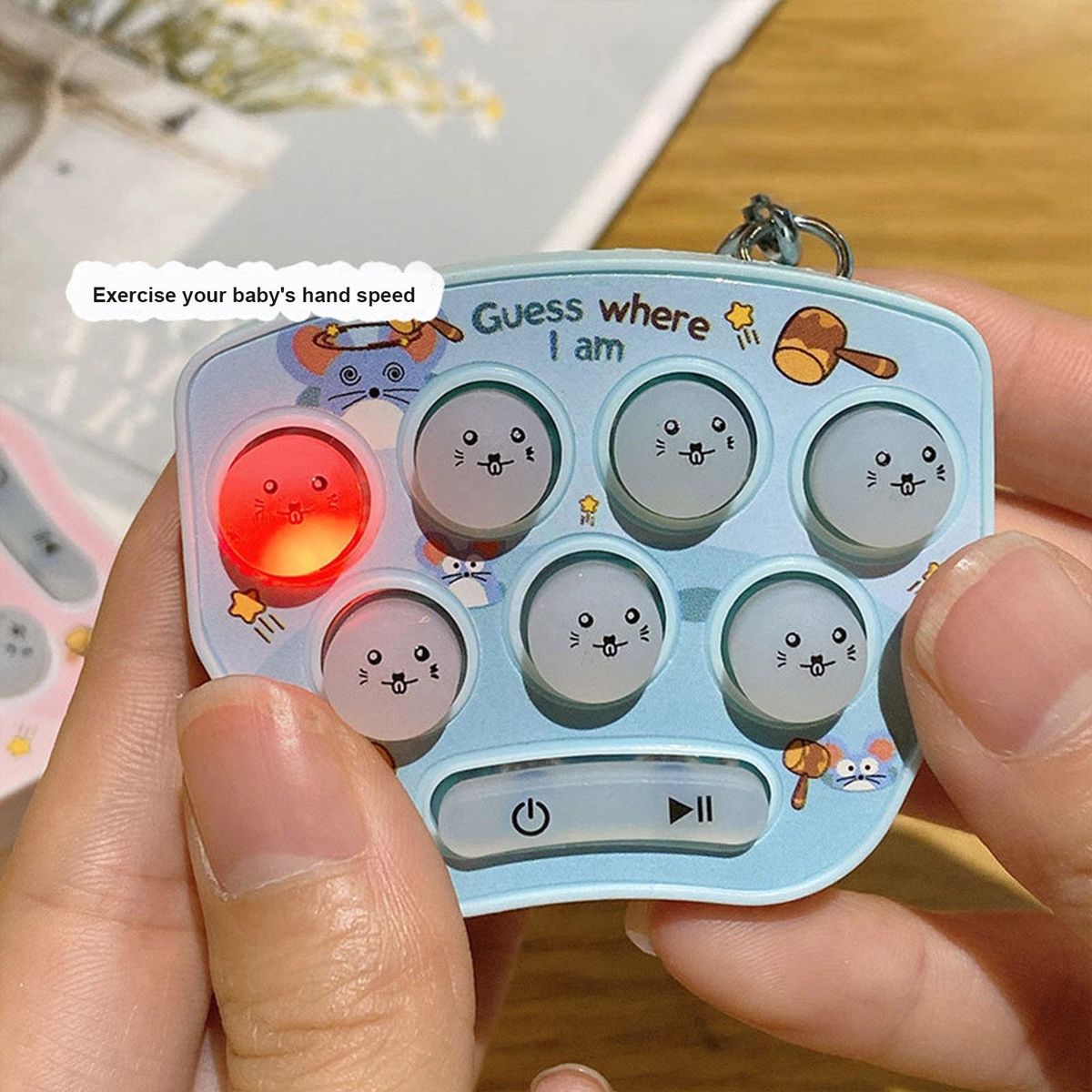 Game Machine Whack-a-mole Mini Portable Game Console Keychain Cyan