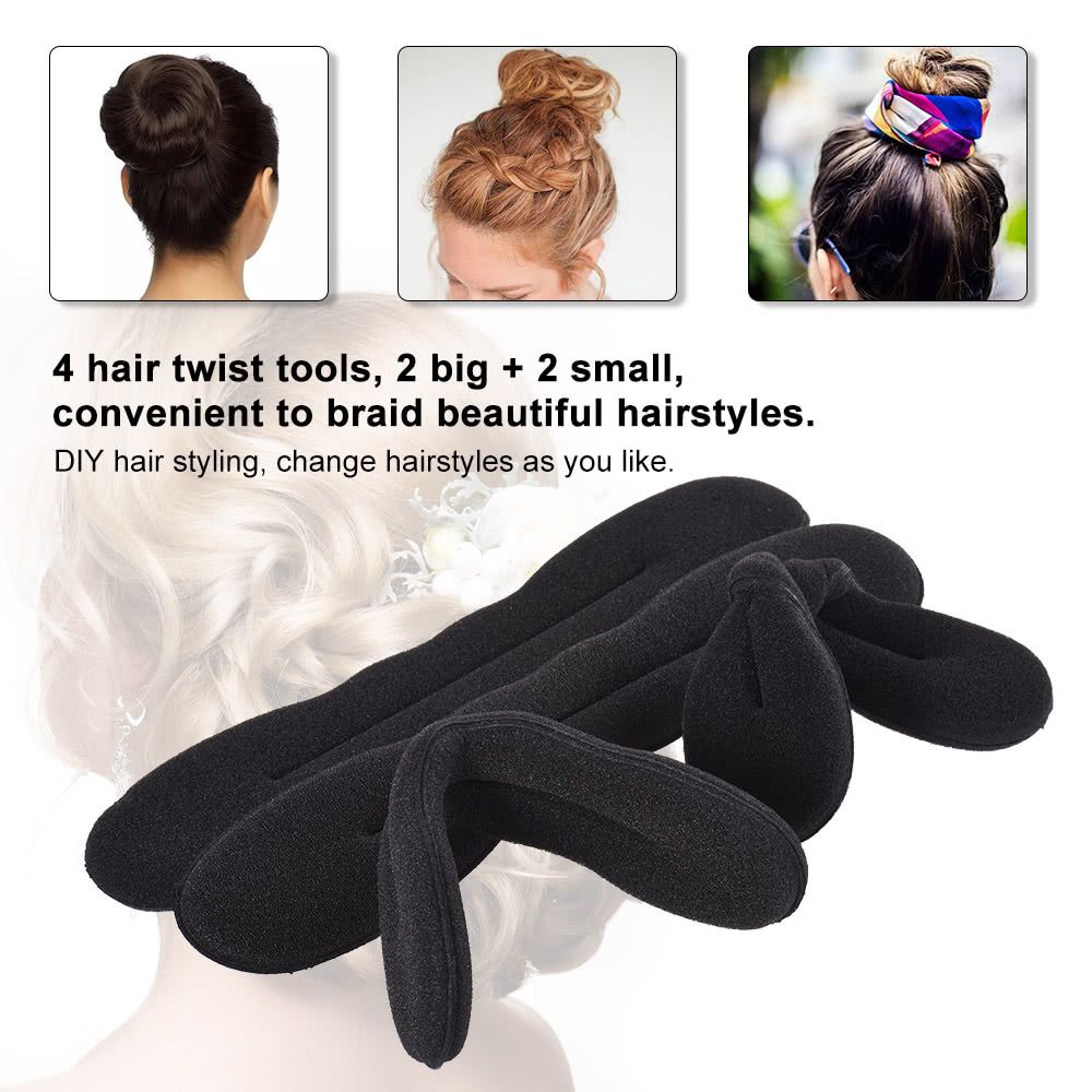 4pcs/set  Girls Women Hair Twister Styling Bun Making Tool