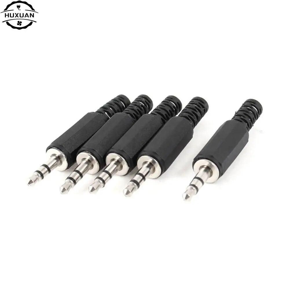 5Pcs/Lot 3.5mm HeadPhone Connector Male Two Channel Audio Jack Plug 3.5 Mm With Black Plastic Housing Size 5 x 0.9 cm