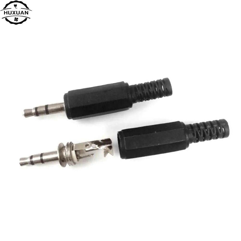 5Pcs/Lot 3.5mm HeadPhone Connector Male Two Channel Audio Jack Plug 3.5 Mm With Black Plastic Housing Size 5 x 0.9 cm