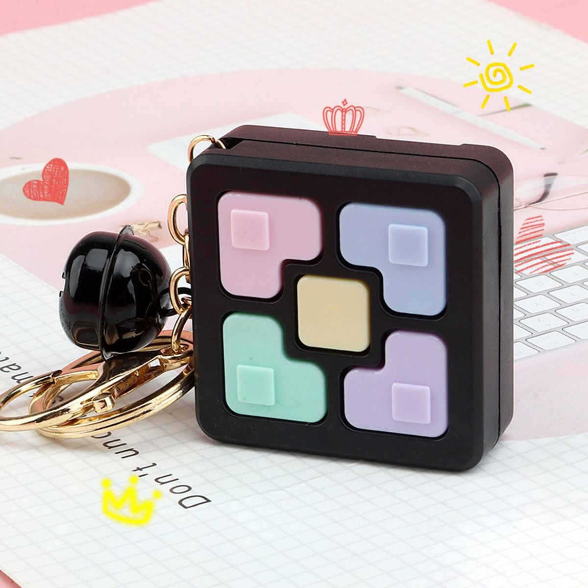 Keychain Ornament Block Game Machine Keychain Ornament Black