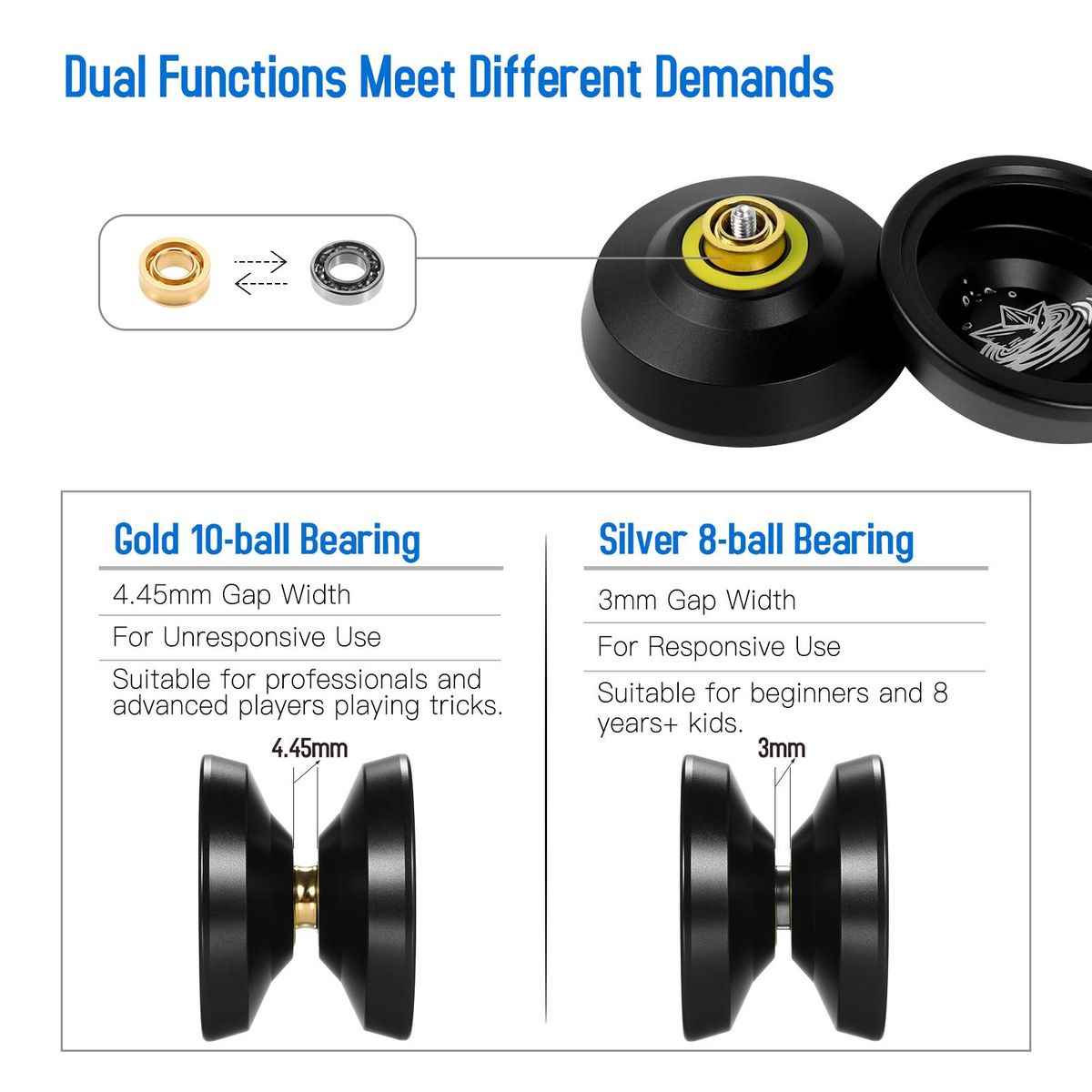 Aluminum Yoyo Ball Competitive Yo Yo Gift with Bearing Strings Glove and Storage Case