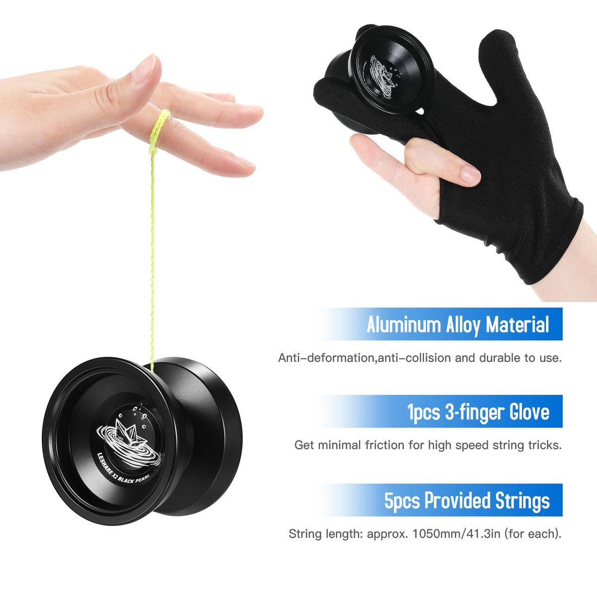 Aluminum Yoyo Ball Competitive Yo Yo Gift with Bearing Strings Glove and Storage Case