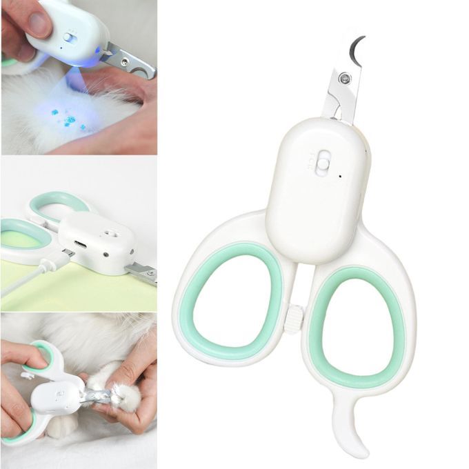 Pet Nail Clippers With LED Light Nail  Grooming Shears Green
