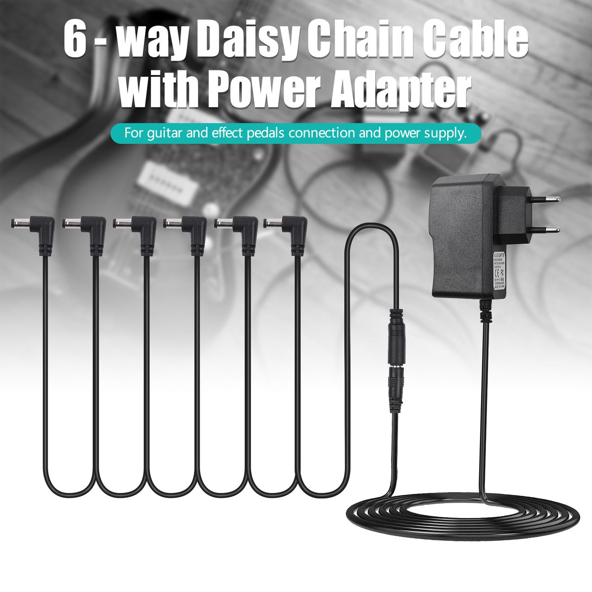 Guitar Effect Pedal Power Supply Adapter With 6 Ways Daisy