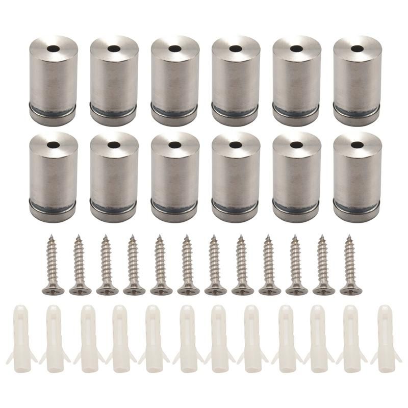 12Pcs 34 x 1 Inch Sign Holders Standoff Screws Wall Standoff Holders Screws Mount Hardware Advertising Glass Acrylic Standoff Stainless Steel Nail