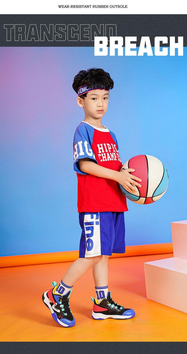 Boys Basketball Shoes Breathable Mesh Sneakers Red