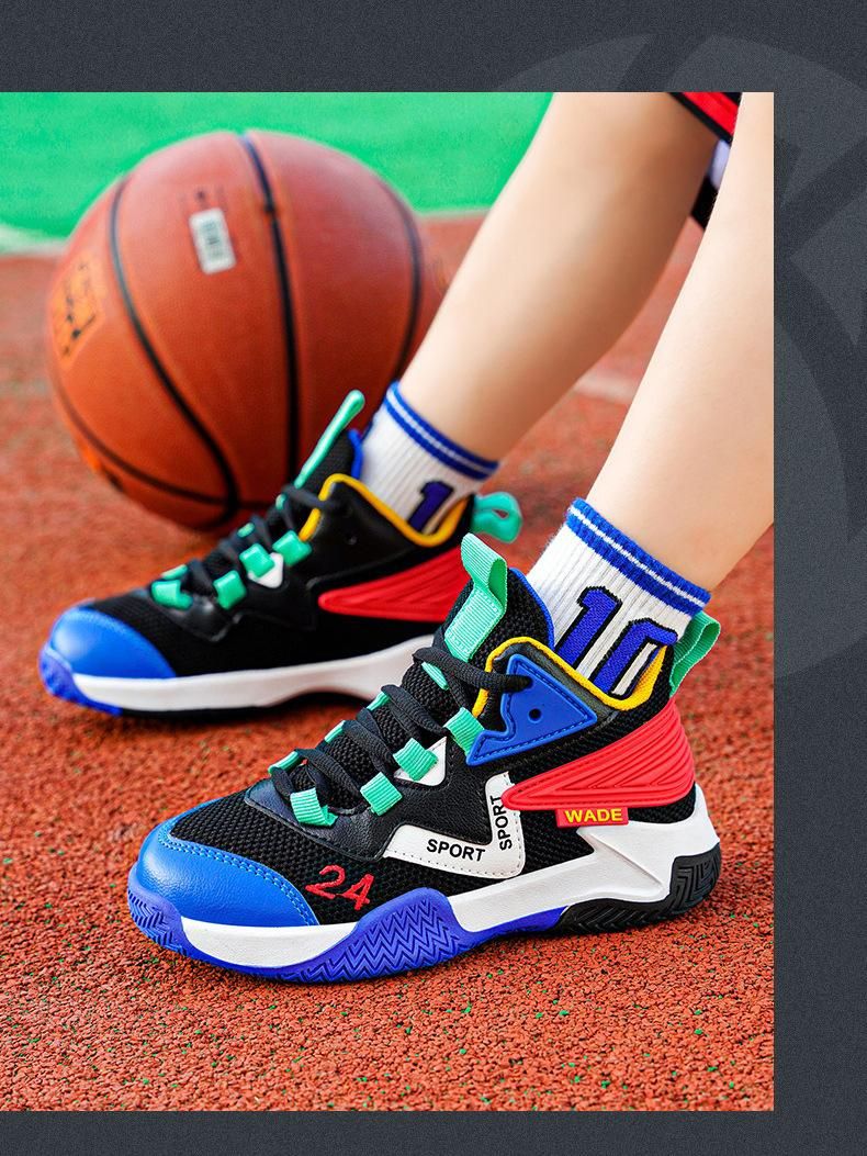 Boys Basketball Shoes Breathable Mesh Sneakers Red