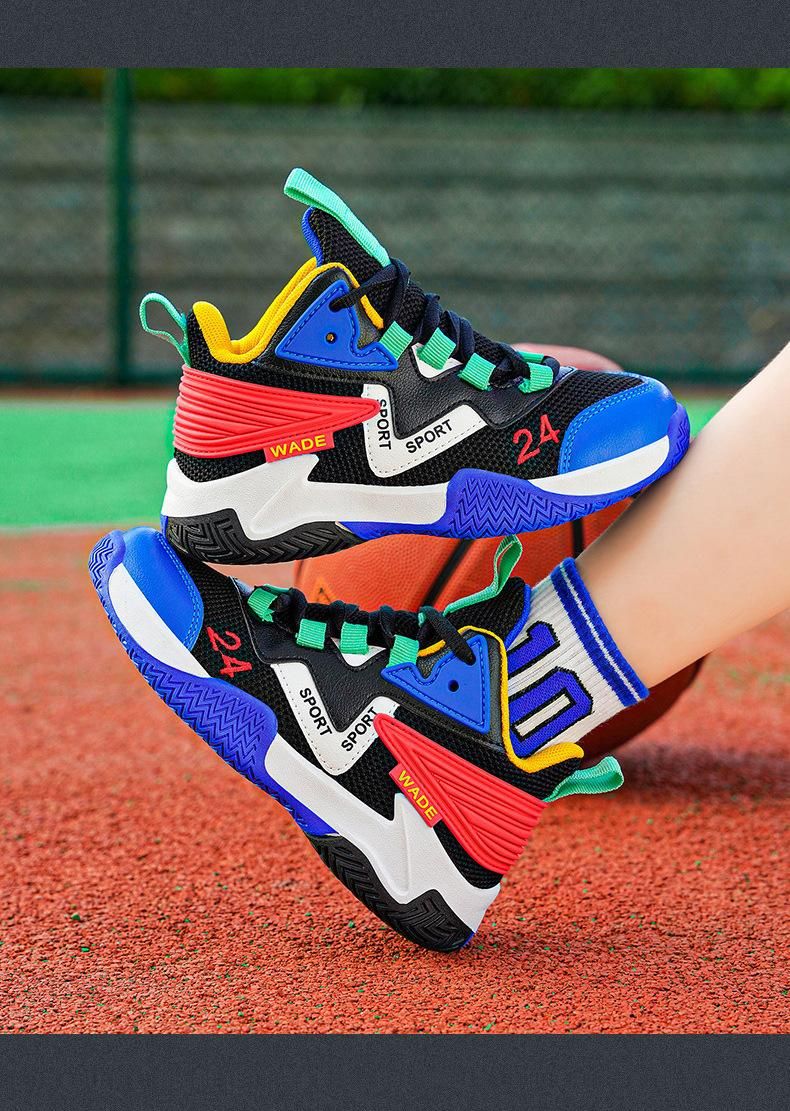 Boys Basketball Shoes Breathable Mesh Sneakers Red