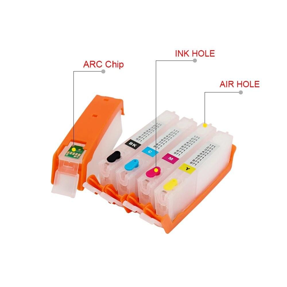 OYfame 5PCS 670 671 Cartridge PGI-670 Refillable ink cartridge ARC chip For canon PIXMA MG5760 MG6860 TS6060 TS5060 printer