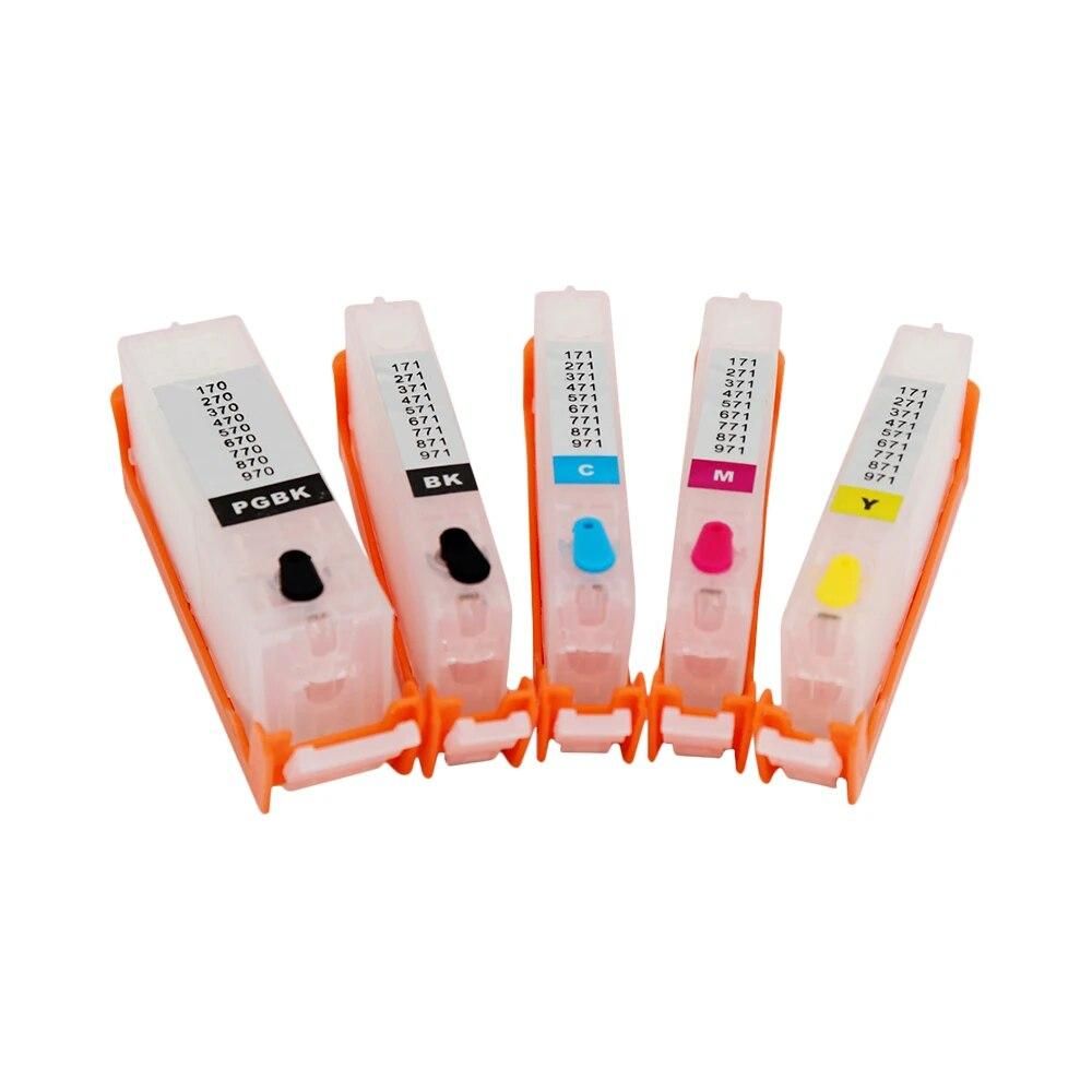 OYfame 5PCS 670 671 Cartridge PGI-670 Refillable ink cartridge ARC chip For canon PIXMA MG5760 MG6860 TS6060 TS5060 printer