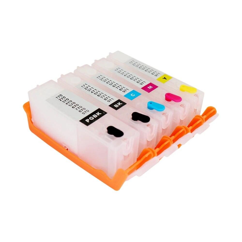 OYfame 5PCS 670 671 Cartridge PGI-670 Refillable ink cartridge ARC chip For canon PIXMA MG5760 MG6860 TS6060 TS5060 printer