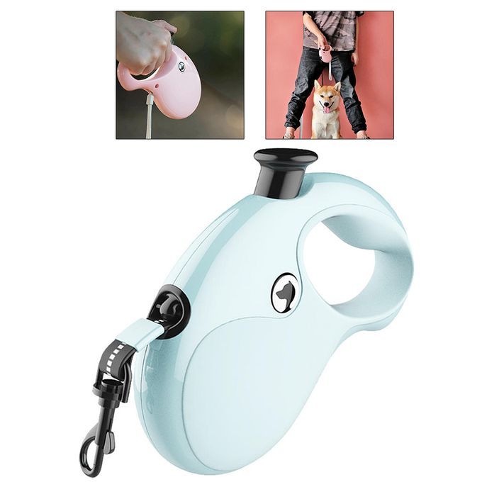 Heavy Duty Dog Leash Retractable For Small Pet With Lock Nylon Blue
