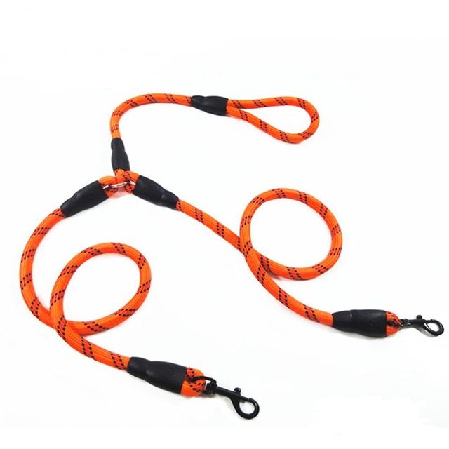 Nylon Round Rope Two Dogs Leash Pet Lead