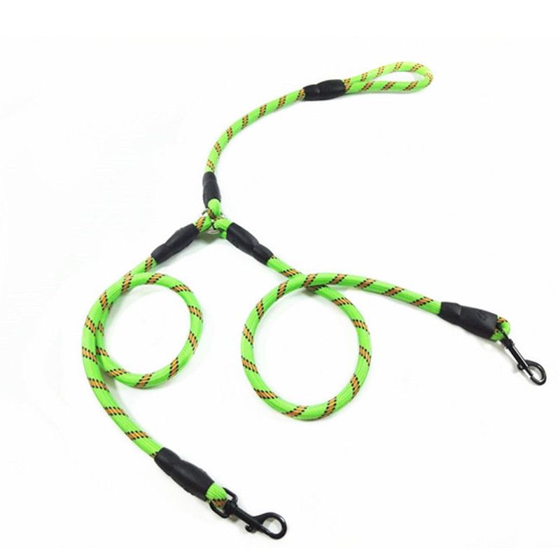 Nylon Round Rope Two Dogs Leash Pet Lead