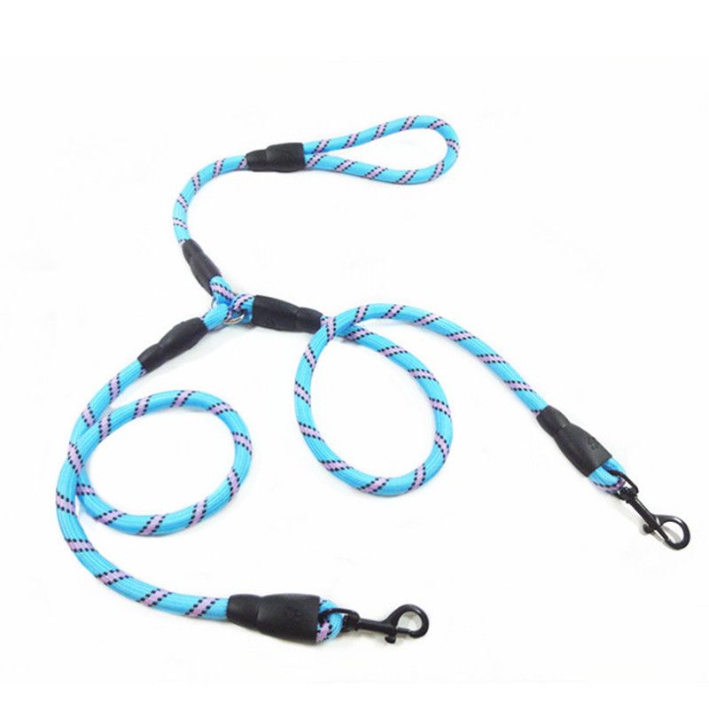 Nylon Round Rope Two Dogs Leash Pet Lead