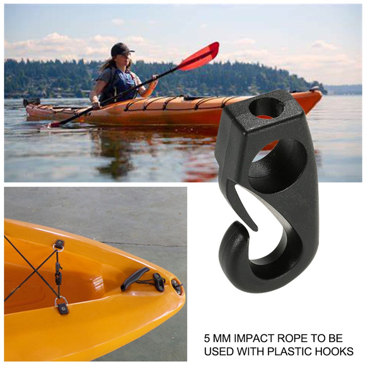 5Pcs Bungee Hook Fishing Canoe Plastic Snap Hook