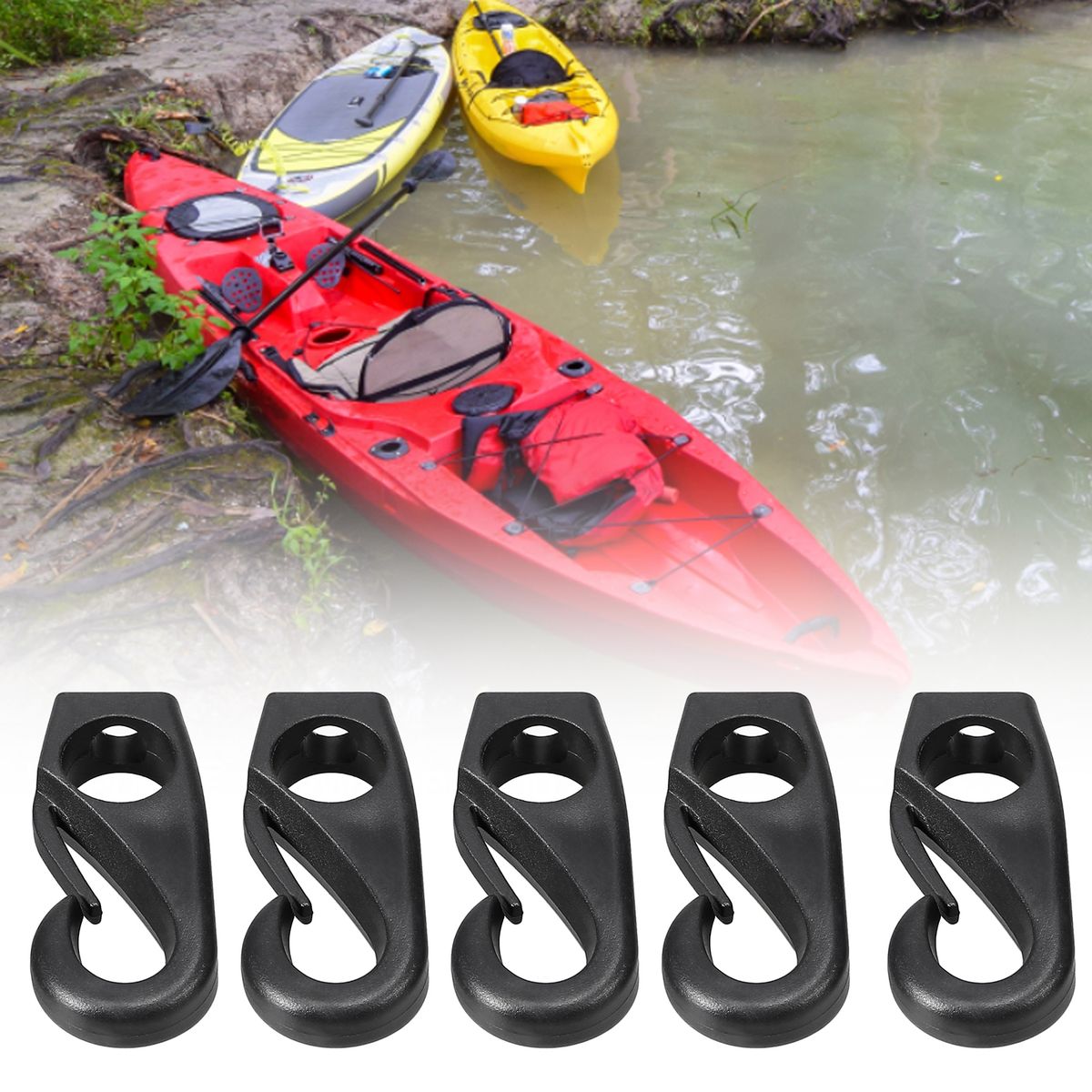 5Pcs Bungee Hook Fishing Canoe Plastic Snap Hook