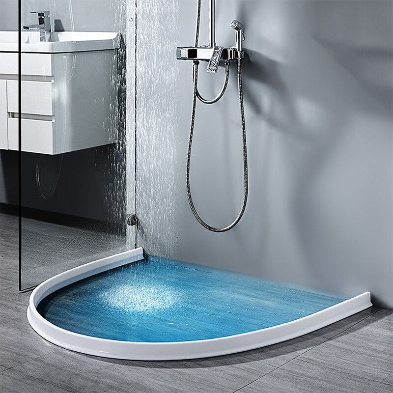 60/90/120/150/200cm Silicone Kitchen Bathroom Shower Water Retaining Strip Self-Adhesive Flexible 360° Bending Bathroom Floor Water Stopper Strip Water Barriers Floor Water Separation 15mm 120cm