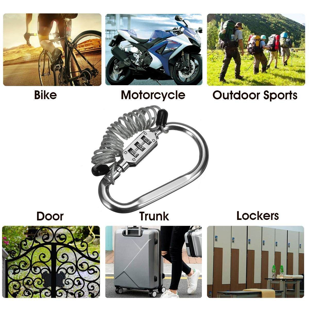 PEDALPRO 3 DIGIT COMBINATION BICYCLE/BIKE KARABINER/CARABINER SECURITY LOCK/COIL