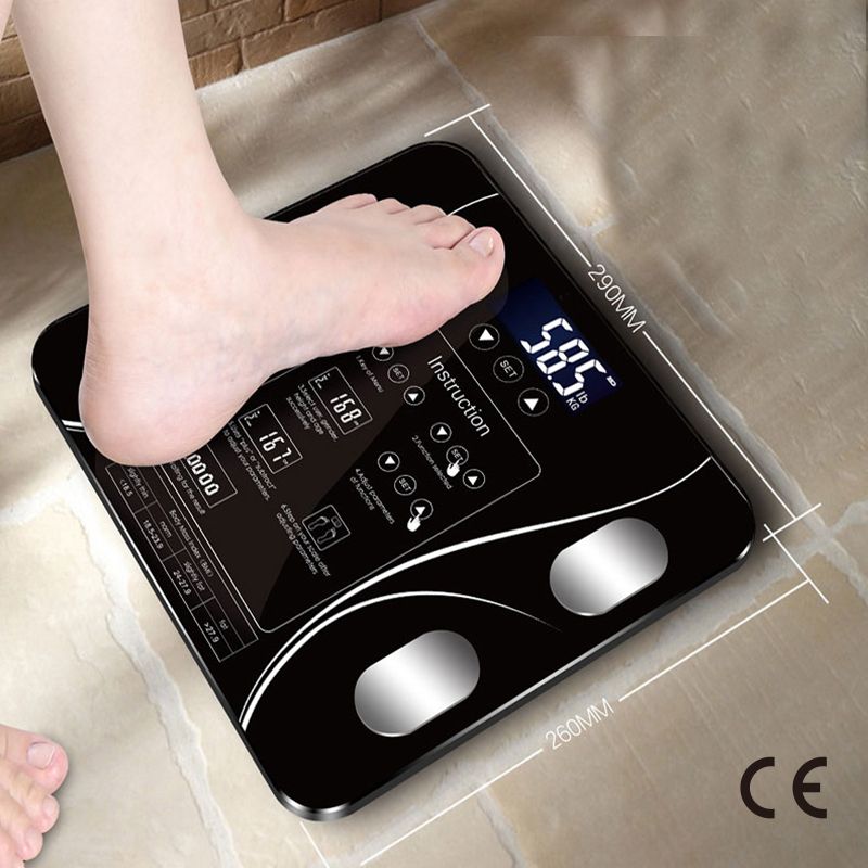 CE Certification USB Charging Smart Household Weighing Scale Fat Scale LED Digital English Function Screen