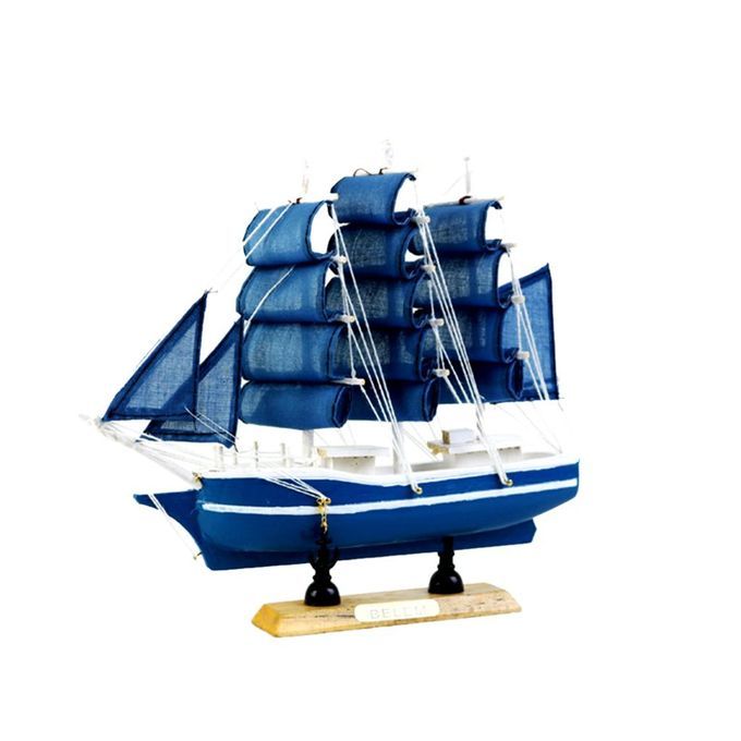 9.5'' Nautical Wooden Handcrafted Ship Model Pirate Sailing Ship Blue