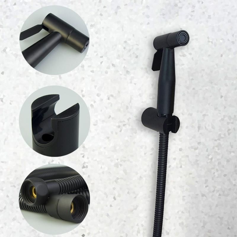 Black Handheld Toilet Sprayer Stainless Steel Bathroom