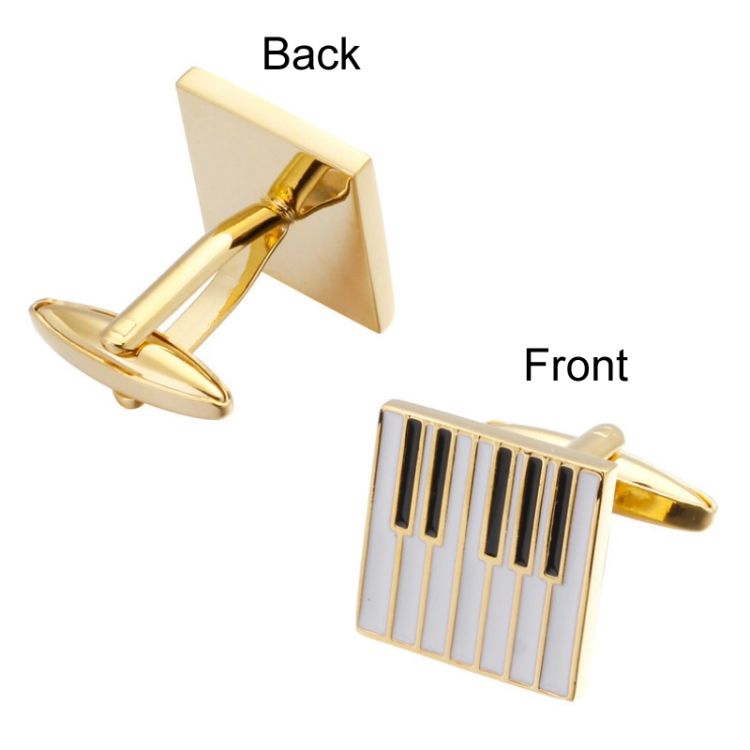 2 Pairs Men Instrument Cufflinks, Color: Black AWhite Violin