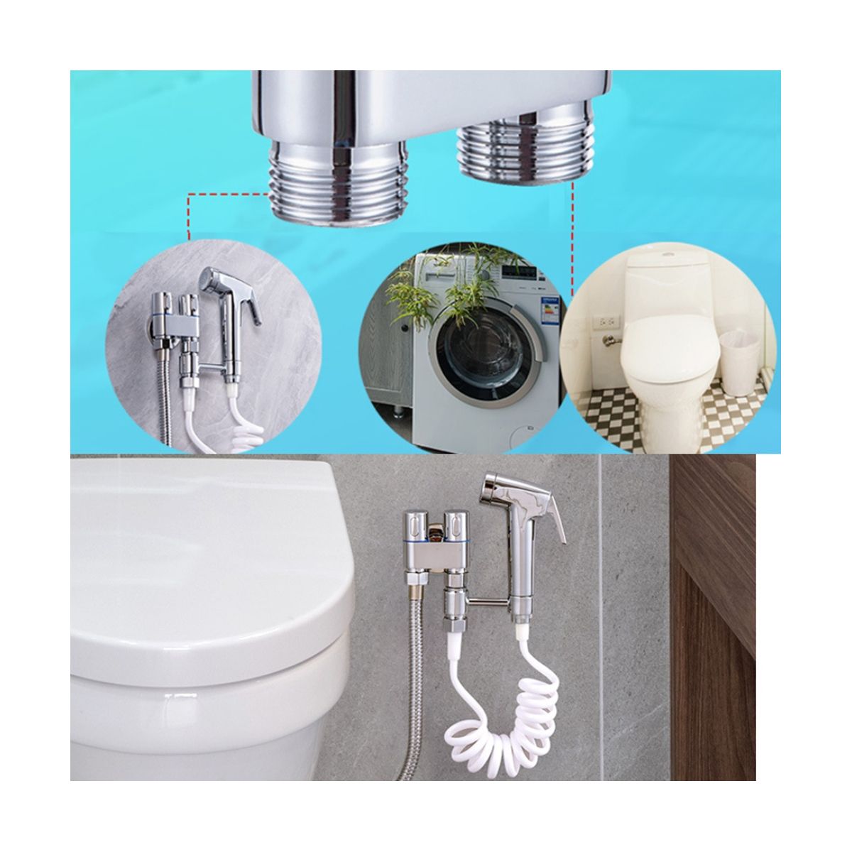 Mini Multi-Function Faucet Brass 1 Into 2 Out Dual Control
