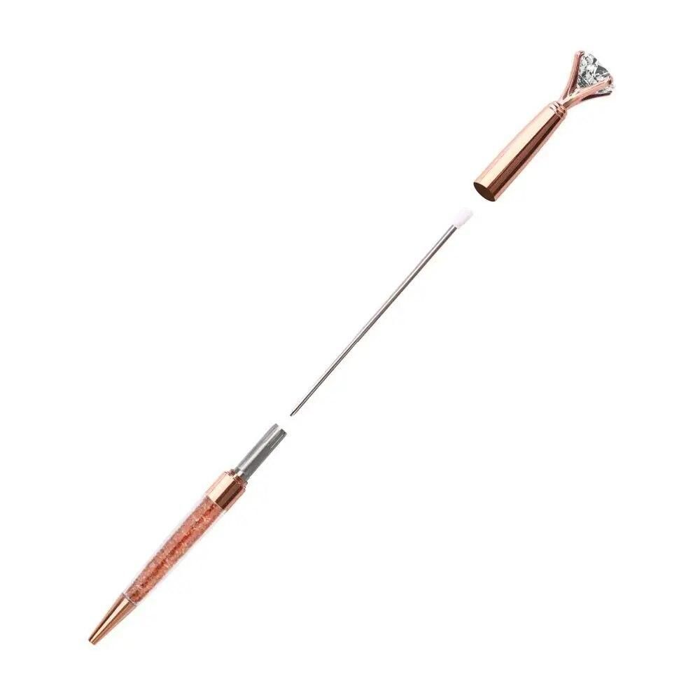4Pcs Rose Gold Big Diamond Ballpoint Pens Metal Ball-Point Fun Bling Crystal Jewel Pen For Stylish Fancy Office Supplies
