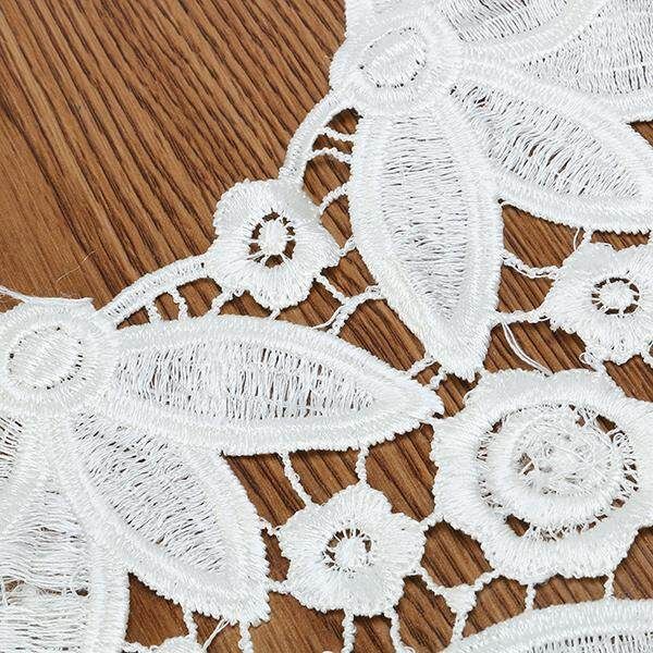 1pc Big Off White & Black Embroidery Dahlia Pinnata Cav. Lace Neckline Fabric DIY Collar Lace Fabrics For Sewing Supplies Crafts White