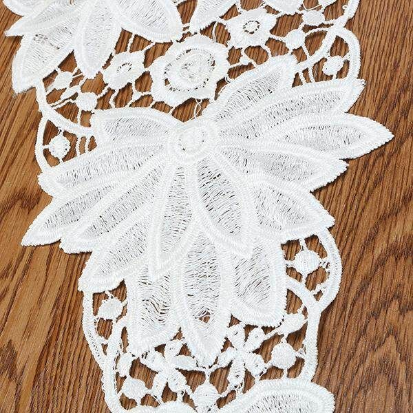 1pc Big Off White & Black Embroidery Dahlia Pinnata Cav. Lace Neckline Fabric DIY Collar Lace Fabrics For Sewing Supplies Crafts White