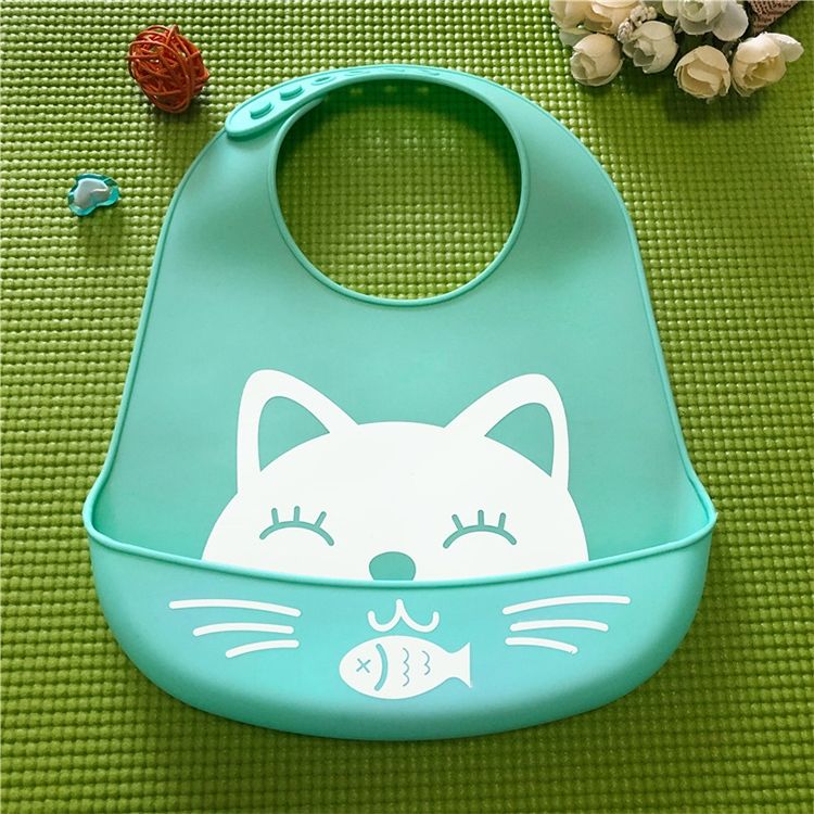 Waterproof Baby Silicone Bibs Kids Feeding Bandana(Green )
