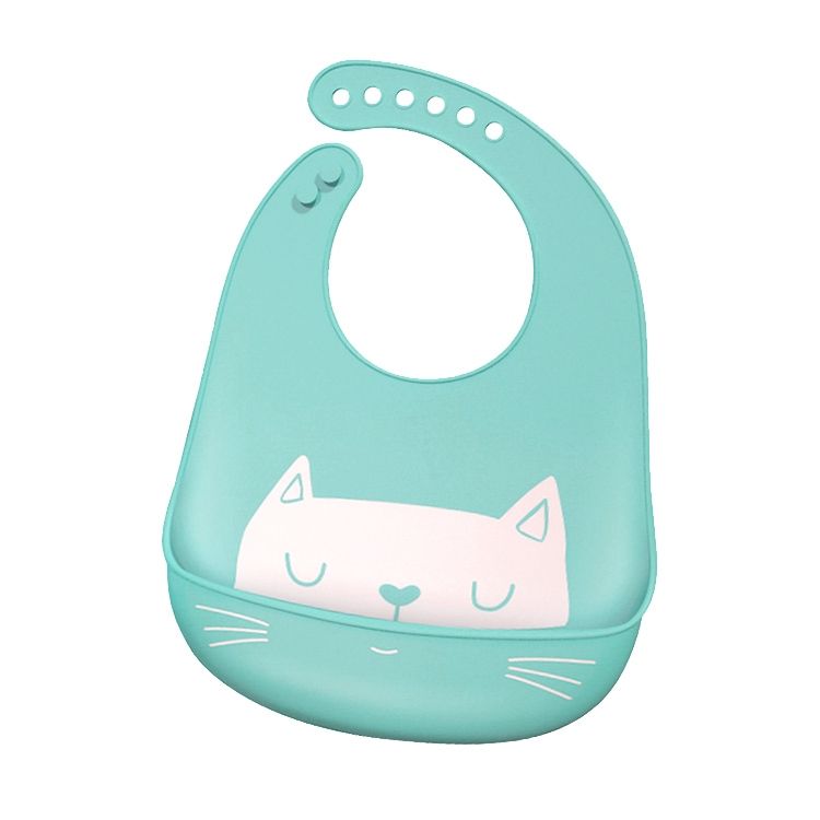 Waterproof Baby Silicone Bibs Kids Feeding Bandana(Green )