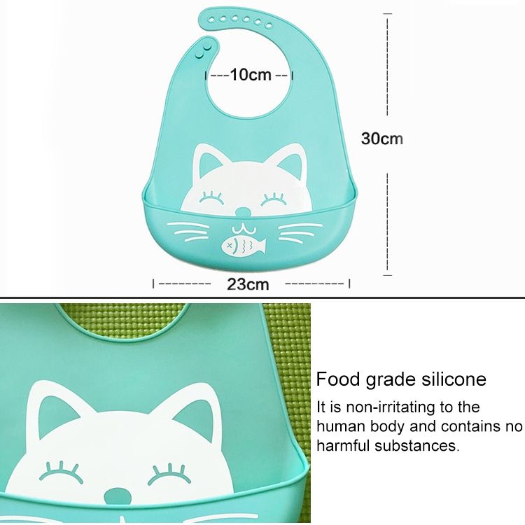Waterproof Baby Silicone Bibs Kids Feeding Bandana(Green )
