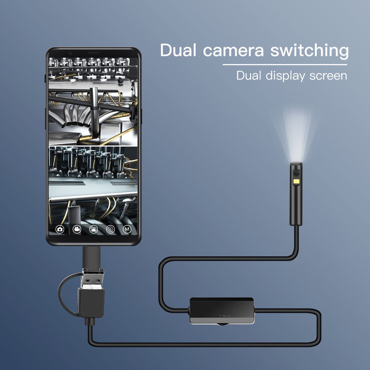 Industrial Endoscopy Borescope Inspection Camera 3 In 1