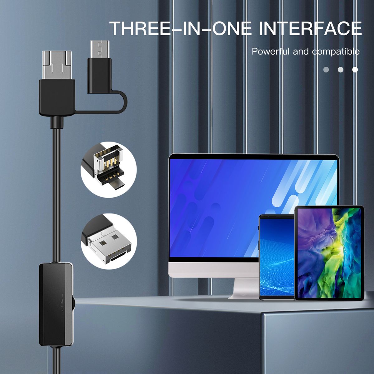 Industrial Endoscopy Borescope Inspection Camera 3 In 1